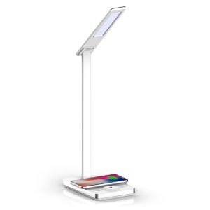 7W LED Table Lamp 3in1 Wireless Charger Square White Body