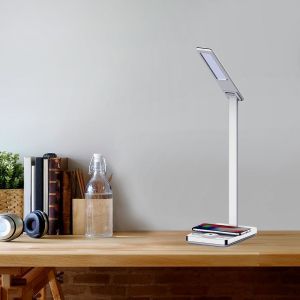 7W LED Table Lamp 3in1 Wireless Charger Square White Body