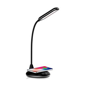 4W LED Table Lamp 3in1 Wireless Charger Round Black Body