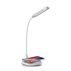 4W LED Table Lamp 3in1 Wireless Charger Round White Body