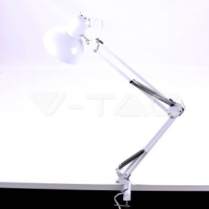 Designer Table Lamp With Adjustable Metal Bracket + Switch & E27 Holder Hookup - White