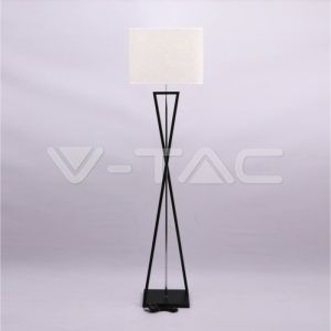 Designer Floor Lamp With Ivory Lampshade Black Square Black Metal Canopy + Switch