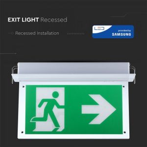 2W LED Recesed Fixed Emergency Exit Light 6000K