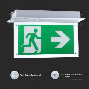 2W LED Recesed Fixed Emergency Exit Light 6000K