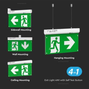 4in1 Emergency Exit Light With Self Test Button & RF Control