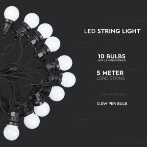 0.5W LED String Light 5M With 10 Bulbs EU RGBY