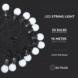 0.5W LED String Light 10M With 20 Bulbs EU 6000K