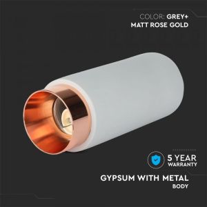 GU10 Fitting Gypsum Metal With Grey Concrete Matt Rose Gold Bottom