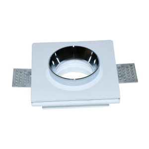 GU10 Fitting Gypsum White Recessed Light With Chrome Metal Square