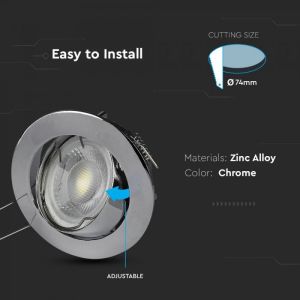 GU10 Fitting Round Movable Chrome