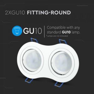 2*GU10 Fitting Round White