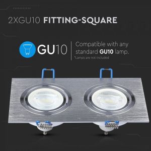 2*GU10 Fitting Square Aluminium Brush