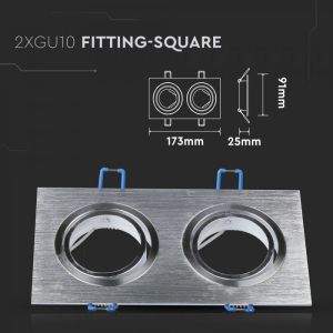 2*GU10 Fitting Square Aluminium Brush