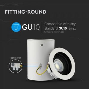 GU10 Fitting Surface Round White