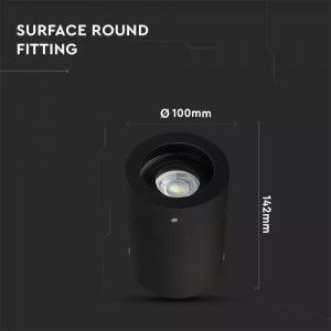 GU10 Fitting Surface Round Black