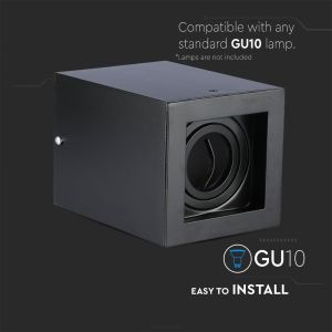 GU10 Fitting Surface Square Black