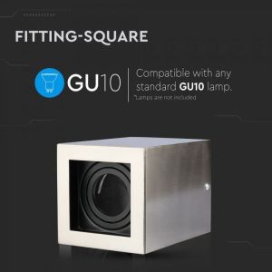 GU10 Fitting Surface Square Satin Nickle