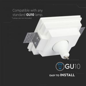 GU10 Fitting Square Gypsum Deep 120x120 White