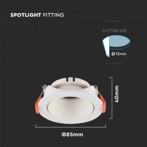 GU10 Fitting Round White Frame + White Reflector