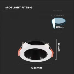 GU10 Fitting Round White Frame + Black Reflector