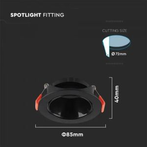 GU10 Fitting Round Black Frame + Black Reflector