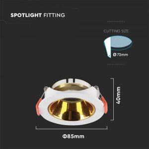 GU10 Fitting Round White Frame + Gold Reflector