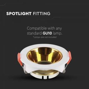 GU10 Fitting Round White Frame + Gold Reflector