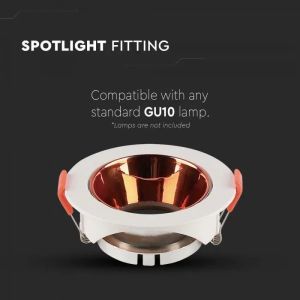 GU10 Fitting Round White Frame + Rose Gold Reflector