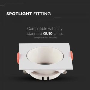 GU10 Fitting Square White Frame + White Reflector