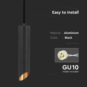 1*GU10 Hanging Pendant Black D:55*200MM