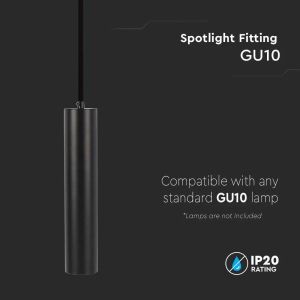 1*GU10 Hanging Pendant Black D:60*300MM