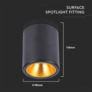 Surface Mounted GU10 Fitting Round Black