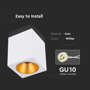 Surface Mounted GU10 Fitting Square White