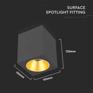 Surface Mounted GU10 Fitting Square Black