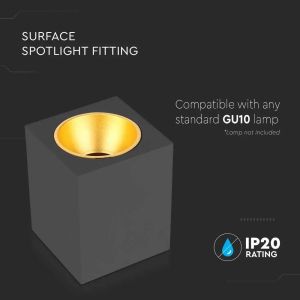 Surface Mounted GU10 Fitting Square Black