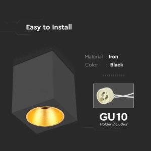 Surface Mounted GU10 Fitting Square Black