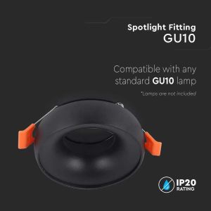 GU10 Fitting Round Black Frame + Black Reflector