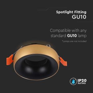 GU10 Fitting Round Gold Frame + Black Reflector