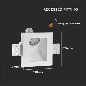 GU10 Fitting Gypsum Square White