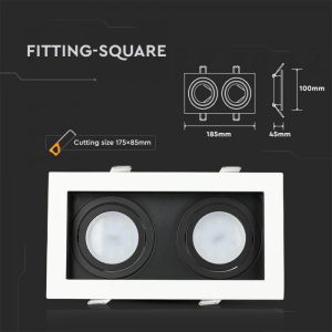 2xGU10 Fitting Square White+Black