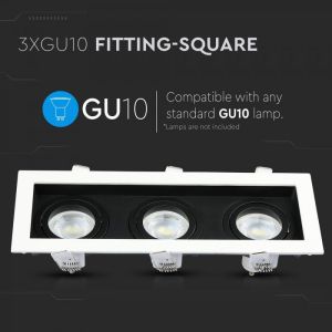 3xGU10 Fitting Square White+Black