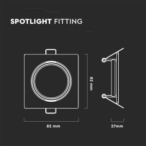 GU10 Square Spotlight Fitting White 2 pcs/box 82X82