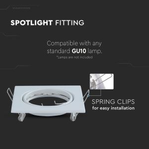 GU10 Square Spotlight Fitting White 2 pcs/box 82X82