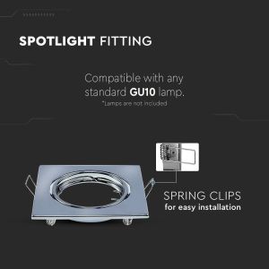 GU10 Square Spotlight Fitting Chome 2 pcs/box 82X82