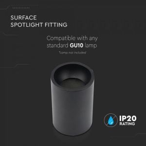 GU10 Surface Mounted Fitting Black