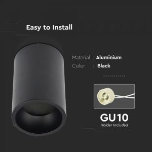 GU10 Surface Mounted Fitting Black