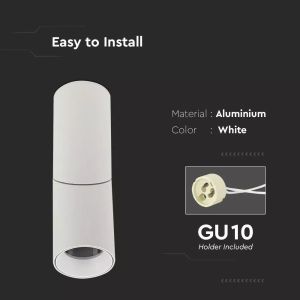 GU10 Surface Monted Fitting White 197mm