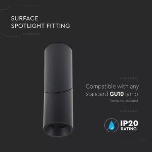 GU10 Surface Monted Fitting Black 197mm