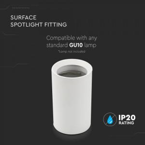 GU10 Surface Mounted Fitting White ( H : 100mm )