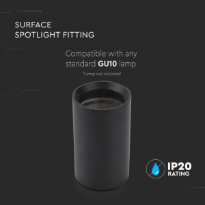 GU10 Surface Mounted Fitting Black ( H : 100mm )